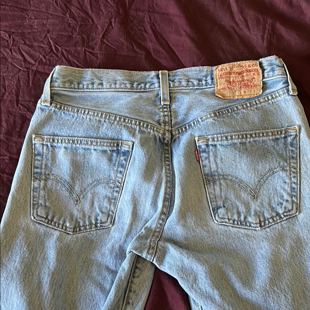 Levi's Blue 501 button fly light stone wash Straight Leg jeans